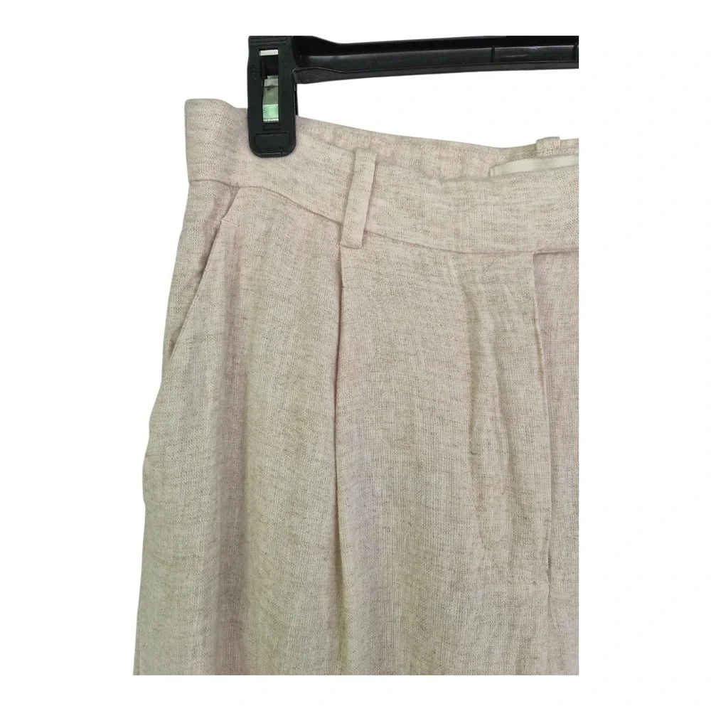 Abercrombie & Fitch Linen Blend Wide Leg Pants Oatmeal Pleated Size 6 28 - Picture 2 of 6